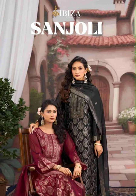 Sanjoli By Ibiza Banglory Silk Handwork Dress Material
